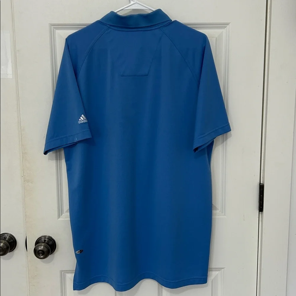 Adidas polo short sleeve climalite shirt size large blue golf shirt athleisure
